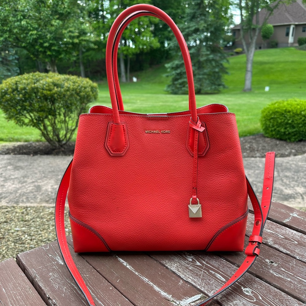 Michael Kors Red Pebbled Leather Tote